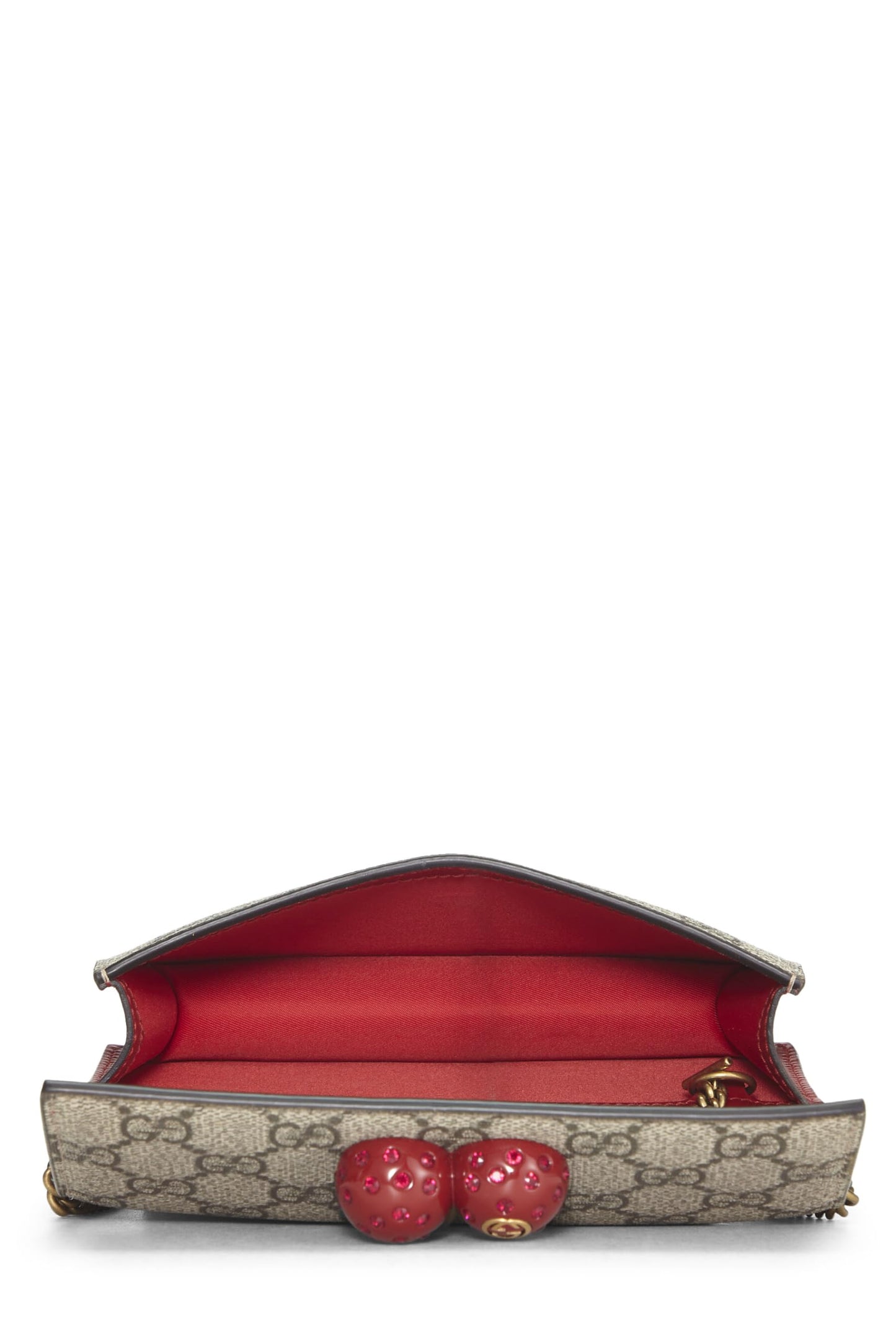 Gucci, pochette convertible mini en toile GG Supreme Cherry d'origine d'occasion, rouge