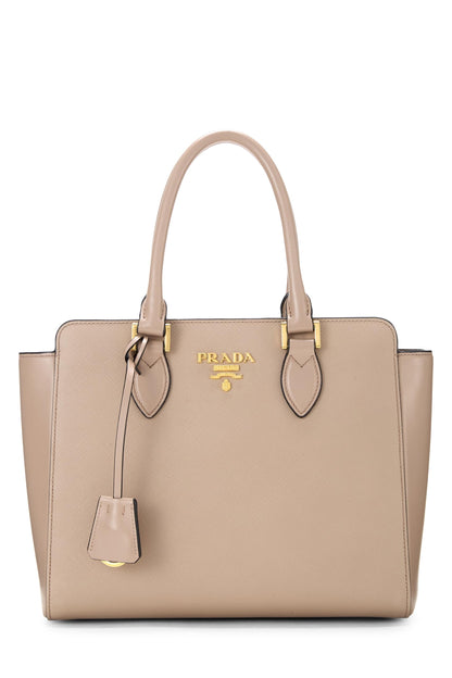 Prada, sac à main convertible en cuir Saffiano rose d'occasion, petit modèle, rose