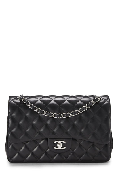 Chanel, Pre-Loved Black Quilted Lambskin New Classic Double Flap Jumbo, Black