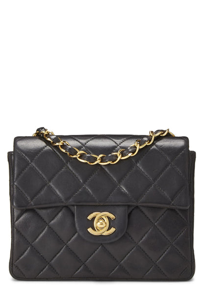 Chanel, Pre-Loved Black Quilted Lambskin Half Flap Mini, Black