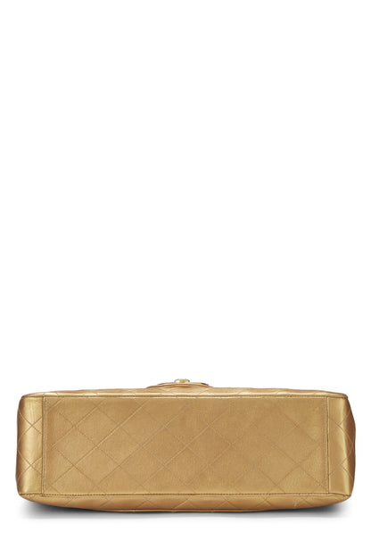 Chanel, Pre-Loved Gold Quilted Lambskin Half Flap Jumbo, Gold