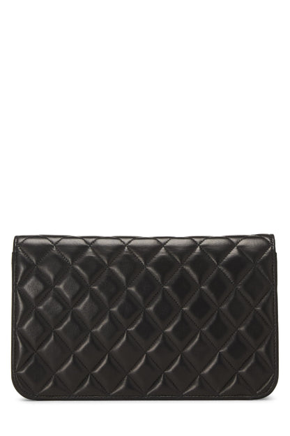 Chanel, Petit sac à rabat en cuir d'agneau matelassé noir d'occasion, noir