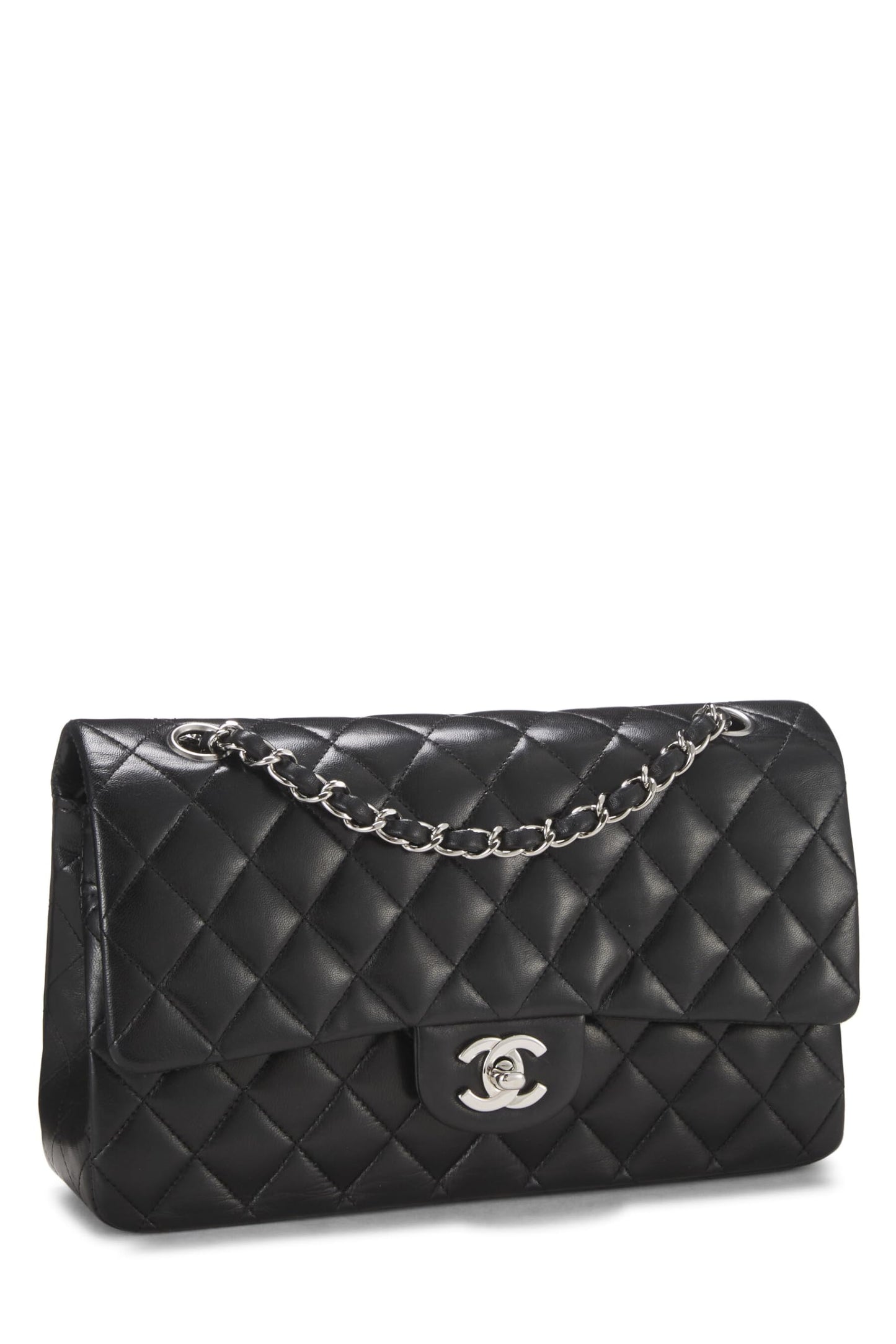 Chanel, Pre-Loved Black Quilted Lambskin Classic Double Flap Medium, Black