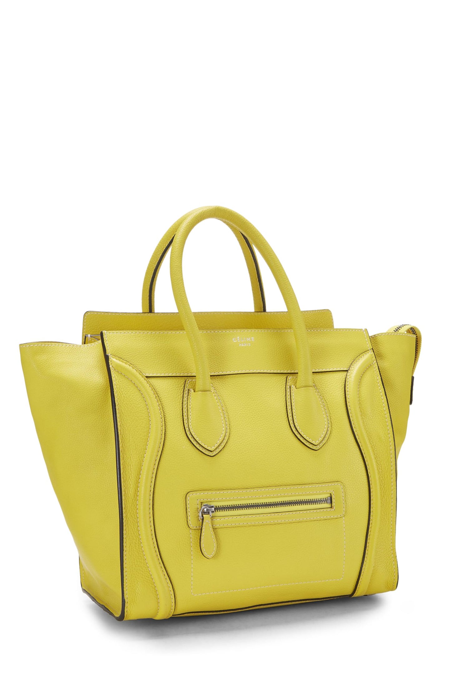 Céline, Mini maleta de piel de becerro con tambores amarillos Pre-Loved, Amarillo