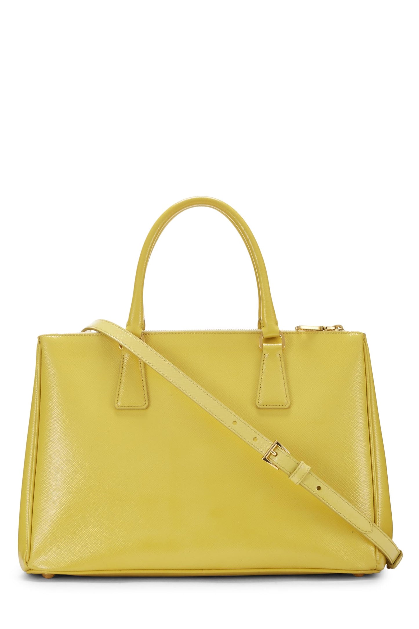 Prada, grand sac fourre-tout exécutif en saffiano jaune d'occasion, jaune