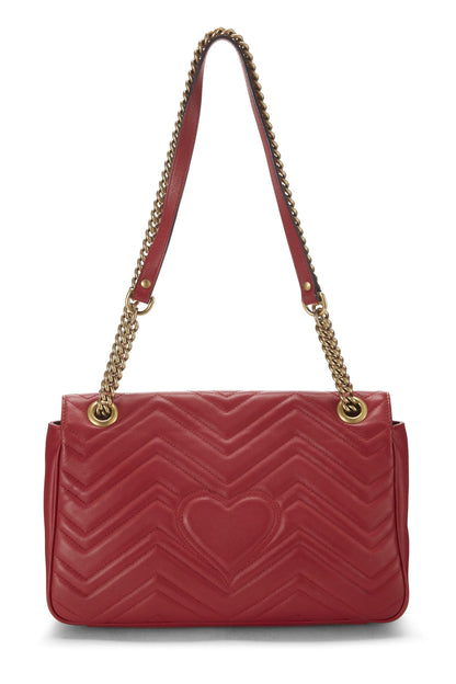 Gucci, Bolso de hombro GG Marmont de cuero rojo Pre-Loved, Rojo