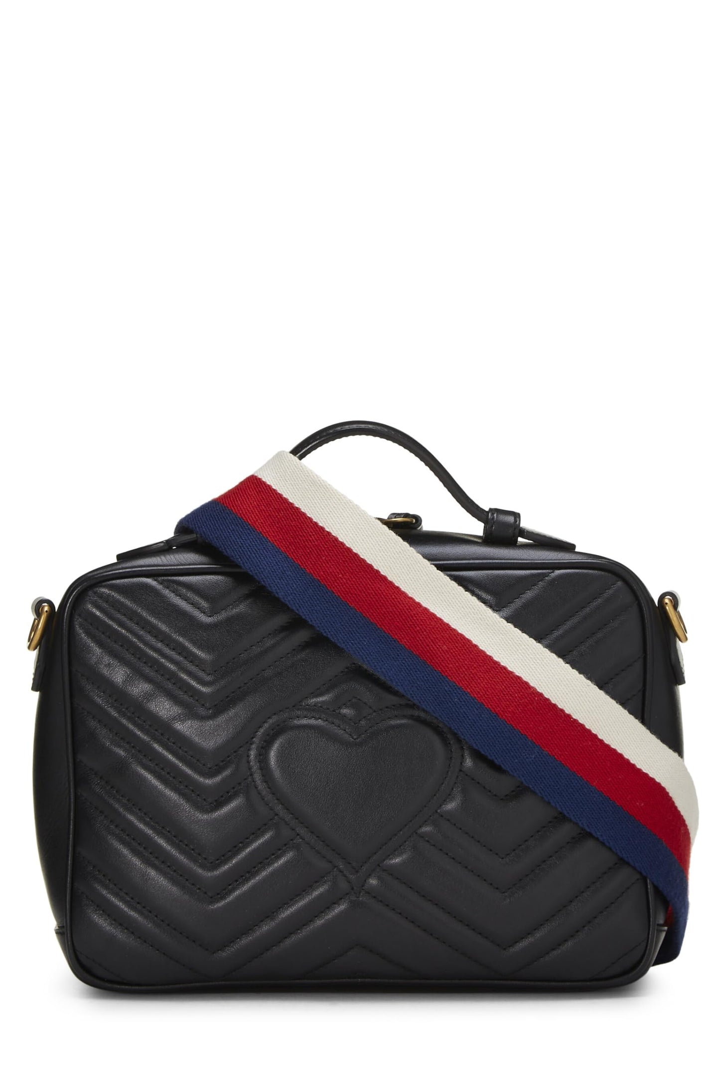 Gucci, sac à bandoulière GG Marmont en cuir noir d'occasion, petit modèle, noir