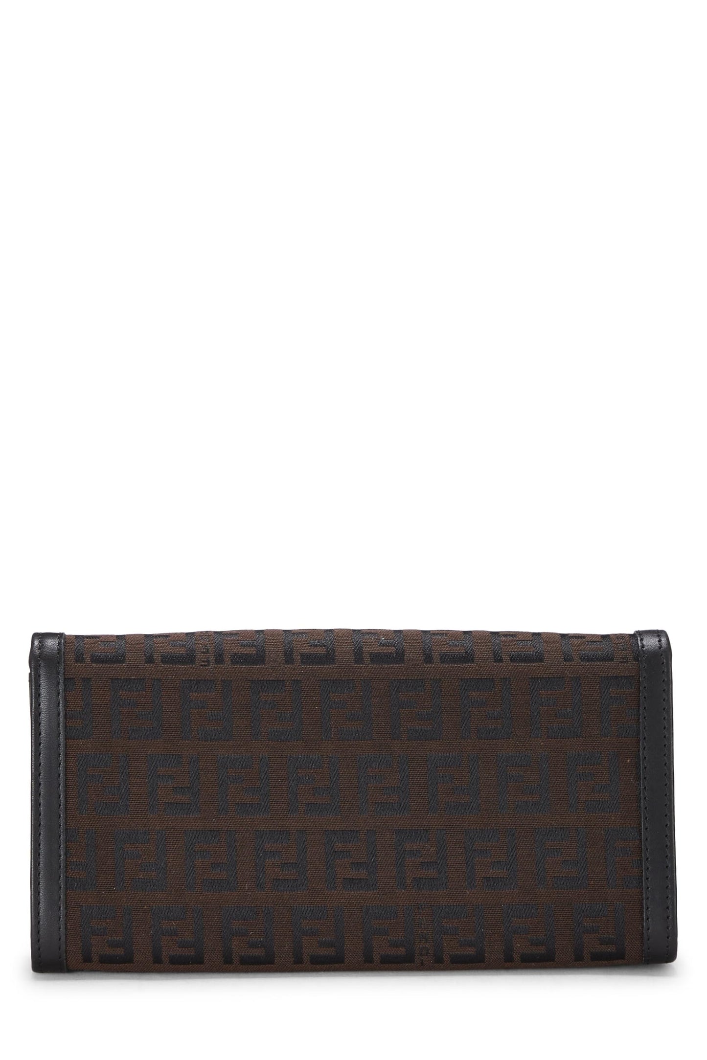 Fendi, portefeuille long en toile Zucchino marron d'occasion, marron