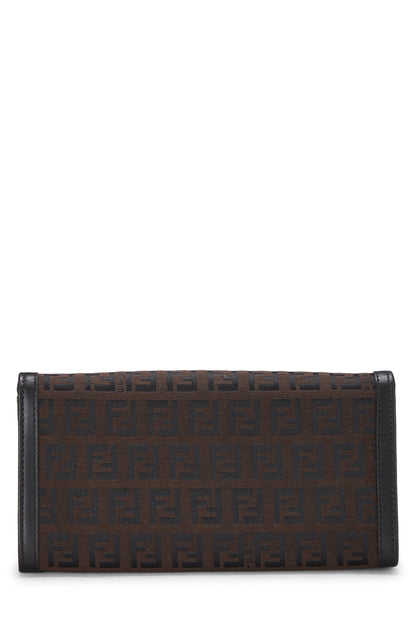 Fendi, portefeuille long en toile Zucchino marron d'occasion, marron