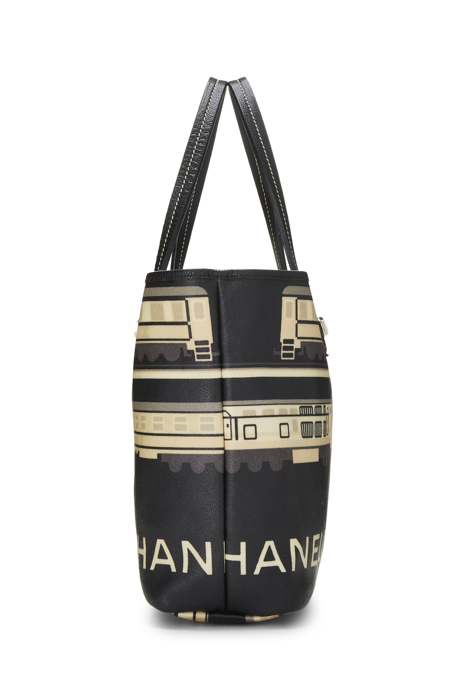 Chanel, Pre-Loved Black & Multicolored Coated Canvas Le Train Tote, Black