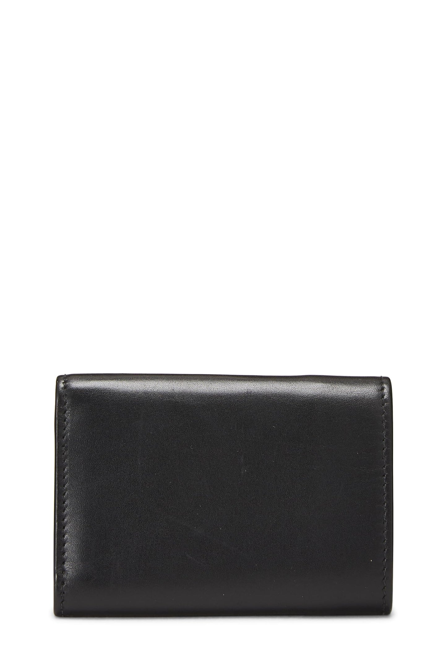 Yves Saint Laurent, Cartera compacta de cuero negro Pre-Loved, Negro