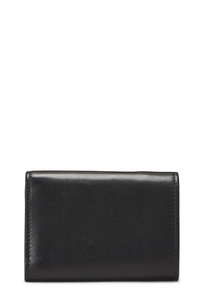 Yves Saint Laurent, Portefeuille compact en cuir noir d'occasion, noir