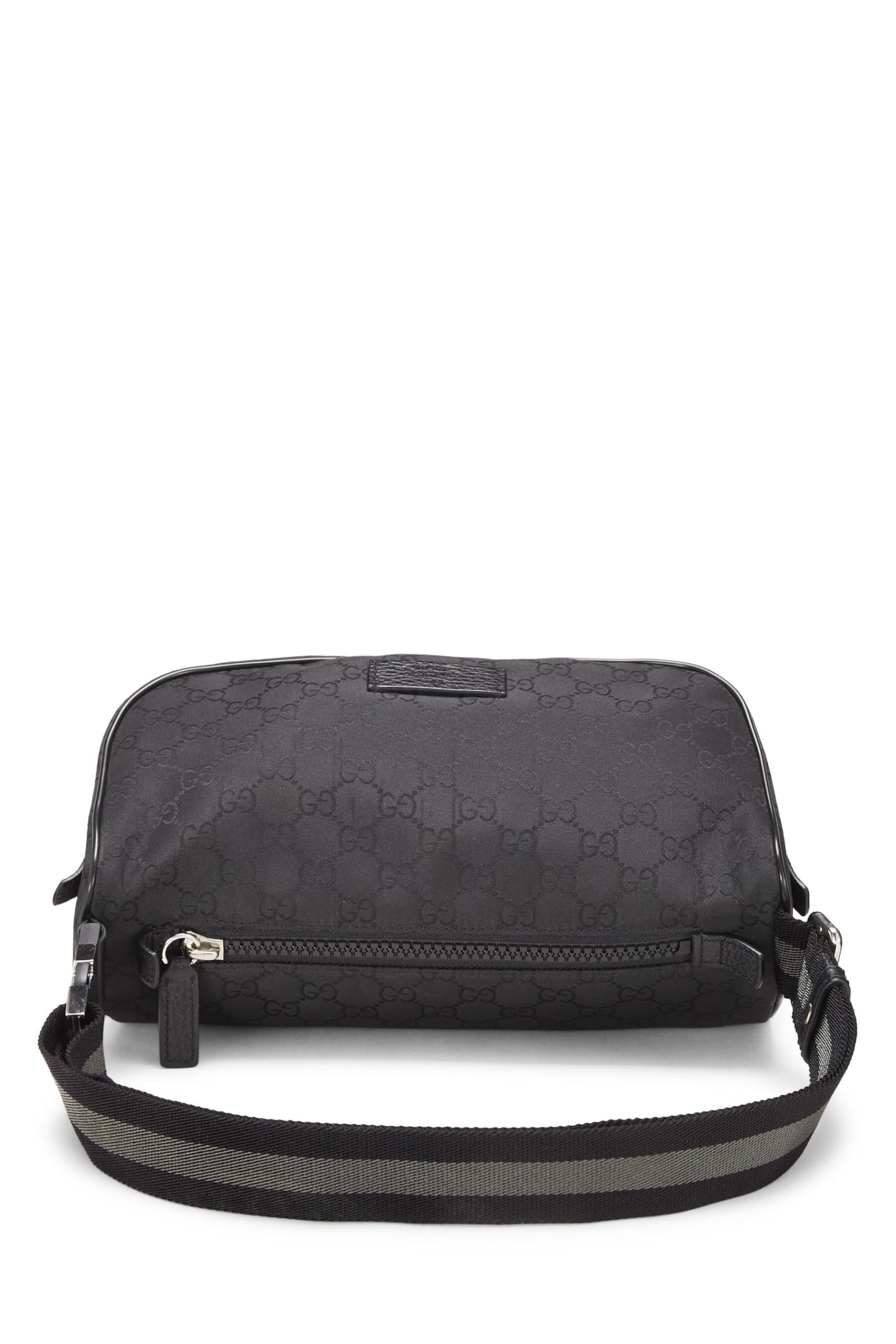 Gucci, pochette de taille zippée en nylon noir GG d'origine d'occasion, noir