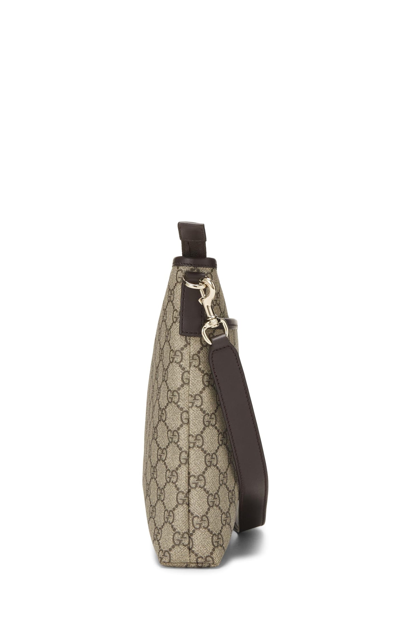 Gucci, sac messager plat zippé en toile GG Supreme marron d'origine d'occasion, marron