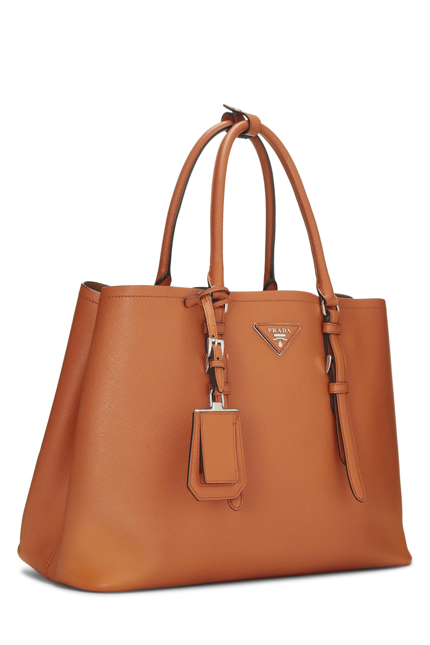 Prada, Pre-Loved Orange Saffiano Double Cuir Tote, Orange