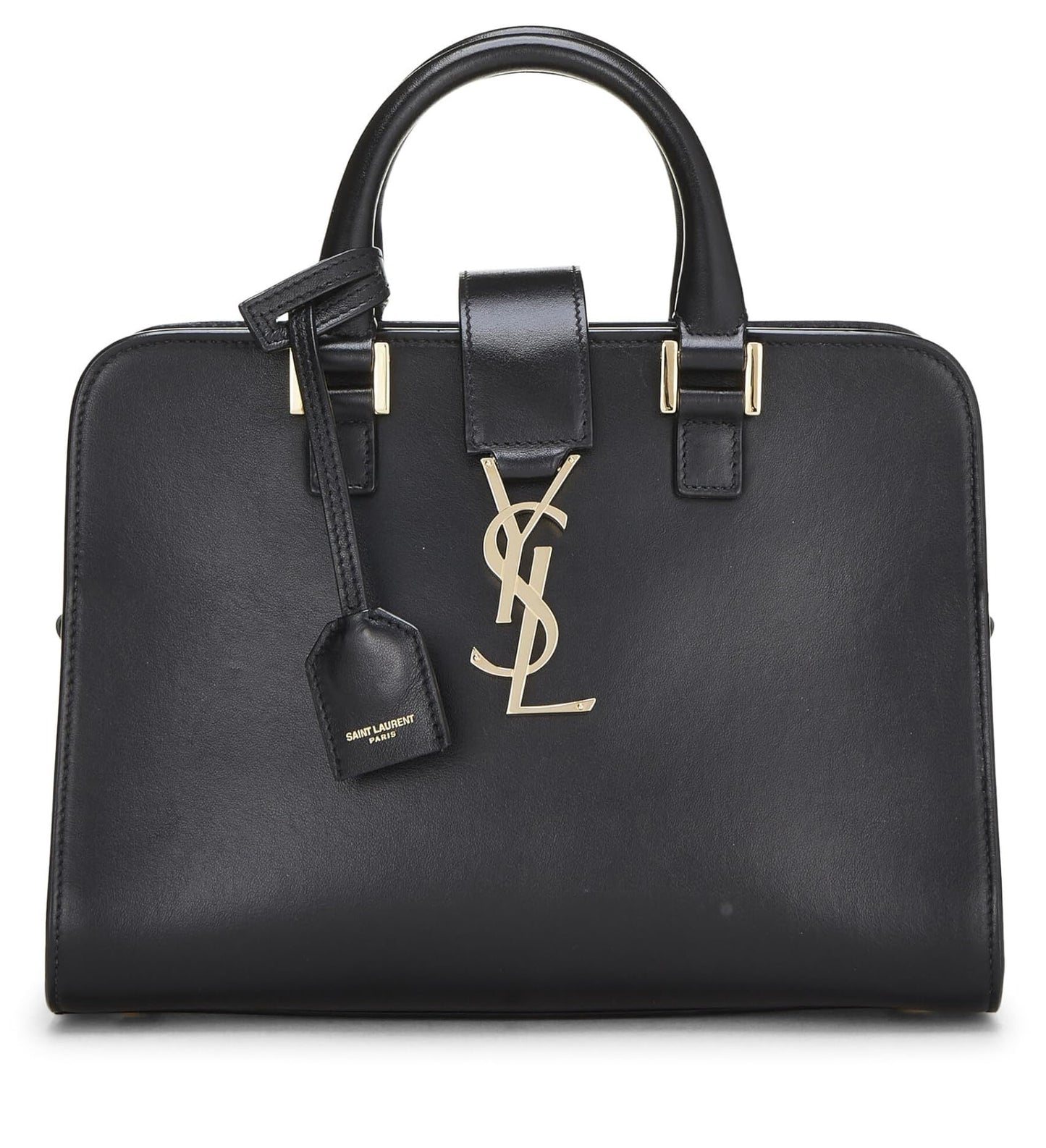 Yves Saint Laurent, Cabas Baby con monograma de piel de becerro suave en color negro Pre-Loved, Negro