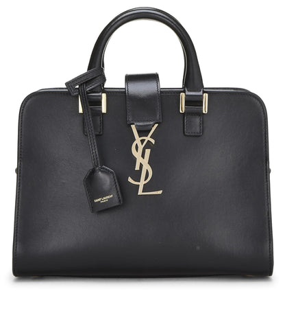 Yves Saint Laurent, Pre-Loved Black Soft Calfskin Monogram Cabas Baby, Black