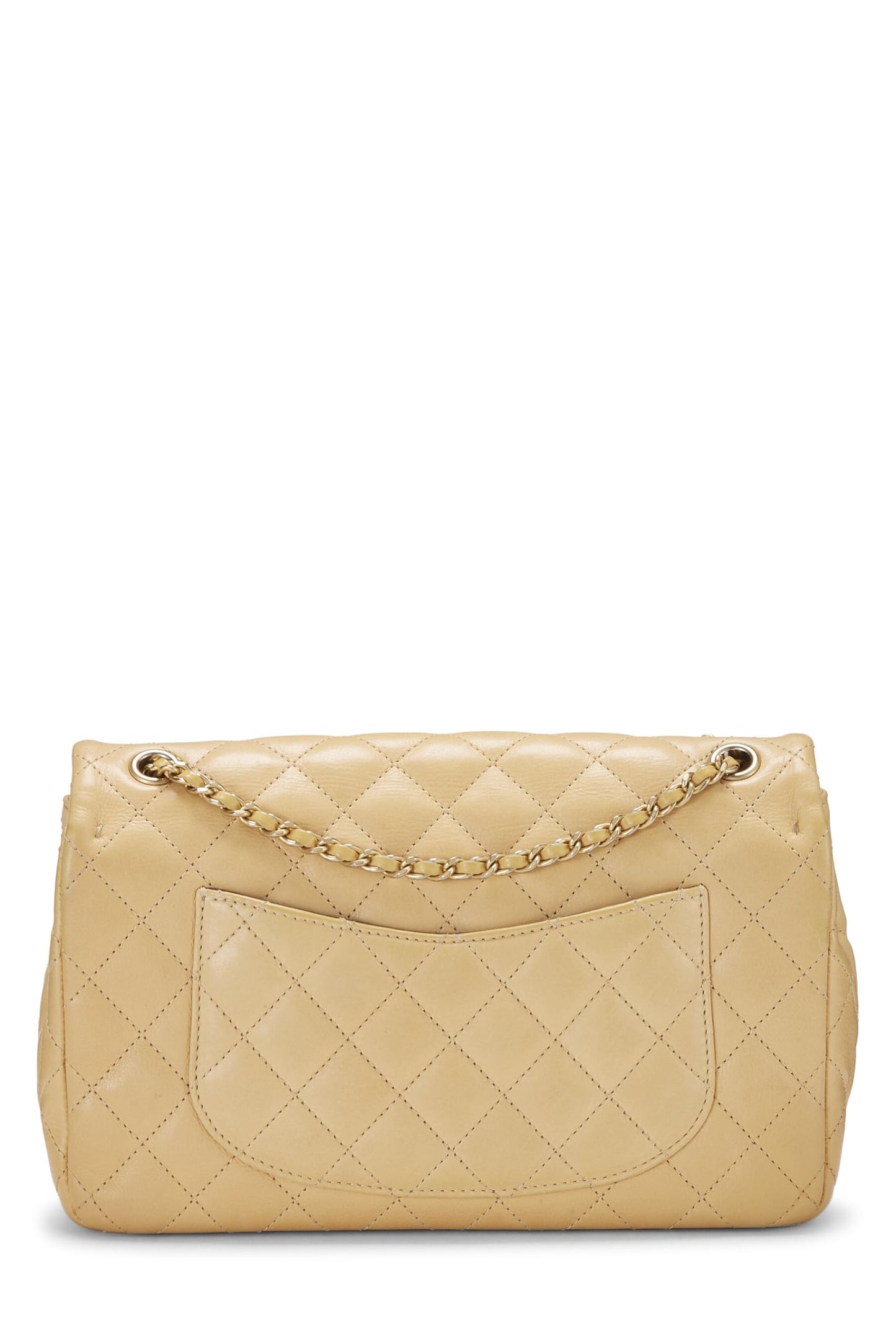 Chanel, Bolso con solapa Rock the Corner de piel de cordero en chevrón beige Pre-Loved Paris-Cosmopolite, mediano, beige