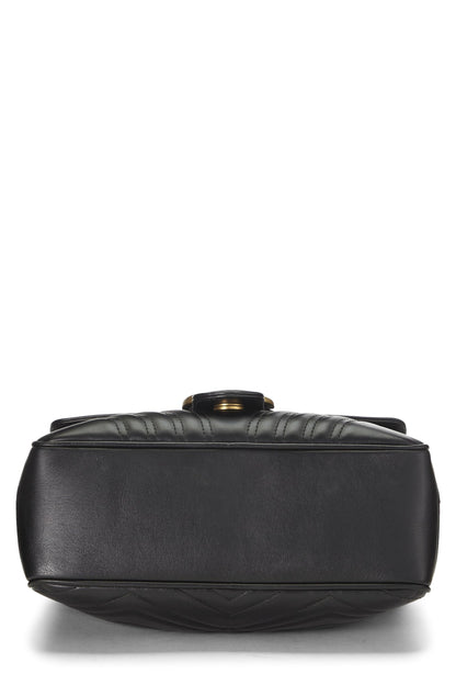 Gucci, sac à bandoulière GG Marmont en cuir noir d'occasion, petit modèle, noir