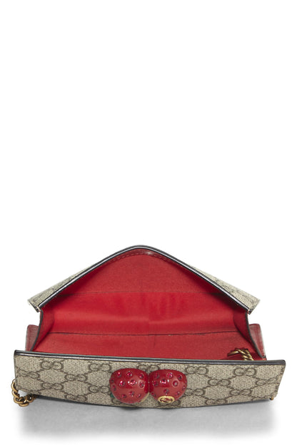 Gucci, Pre-Loved Original GG Supreme Canvas Cherry Convertible Clutch Mini, Red