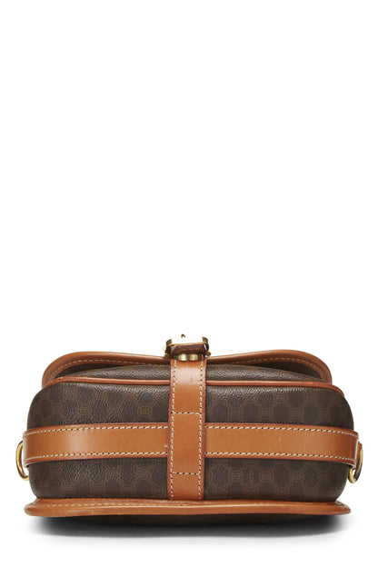 Céline, Pre-Loved Brown Coated Canvas Macadam Shoulder Bag, Brown