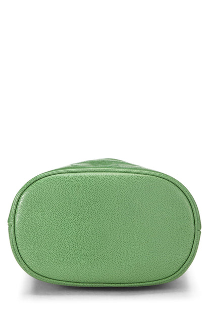 Chanel, Pre-Loved Green Caviar 3 'CC' Bucket Bag, Green