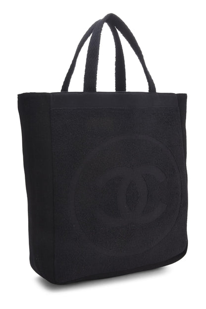 Chanel, Conjunto de playa 'CC' de felpa negra Pre-Loved, Negro