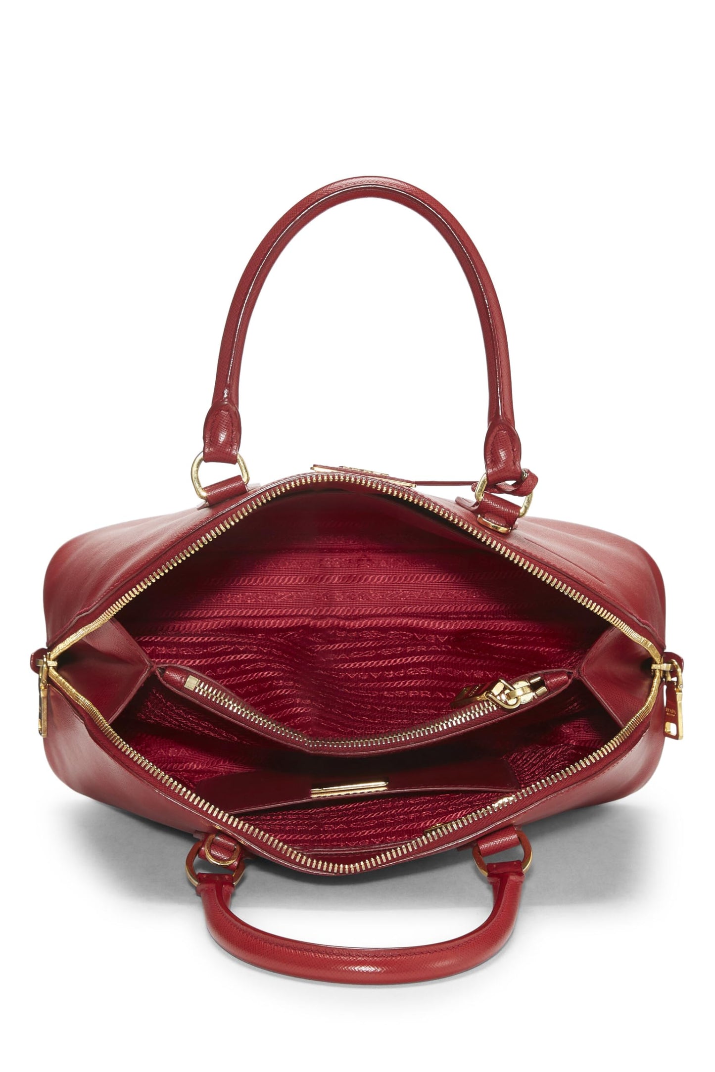 Prada, Pre-Loved Red Saffiano Promenade Pequeño, Rojo