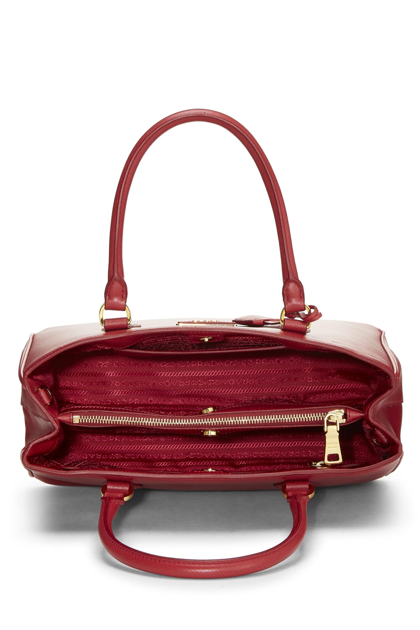 Prada, Bolso ejecutivo mediano Saffiano rojo Pre-Loved, Rojo