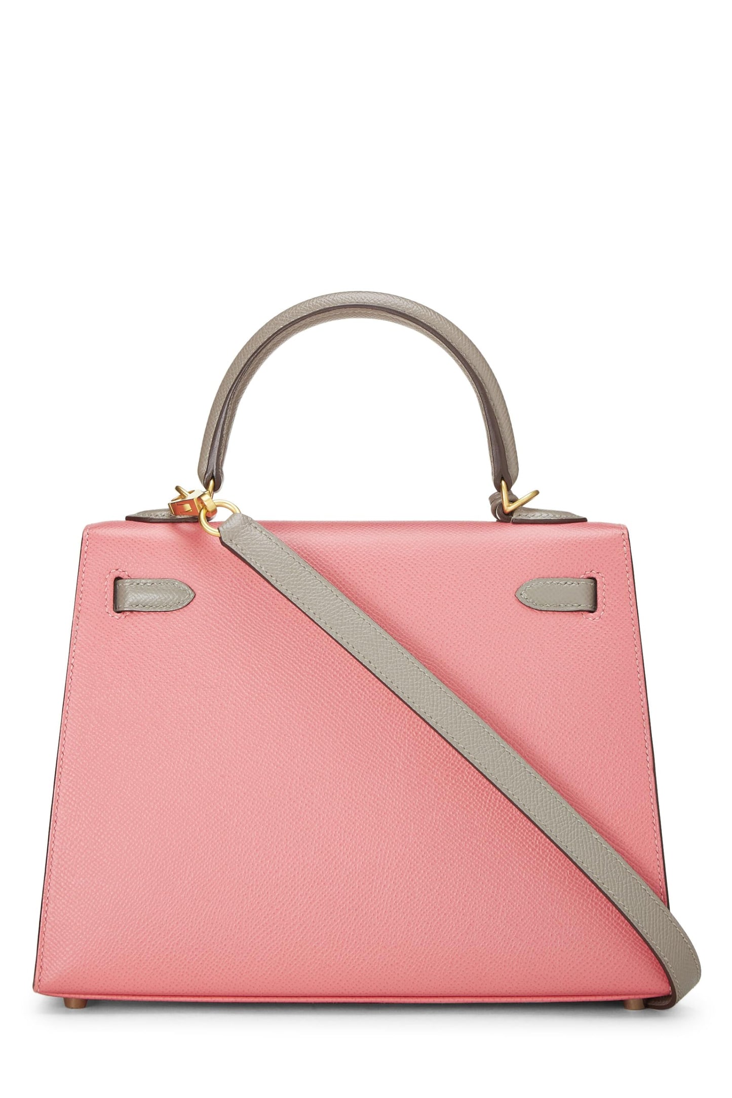 Hermès, sac Kelly Sellier 25 en cuir de vachette rose Jaipur et gris mouette Epsom Horseshoe, multicolore