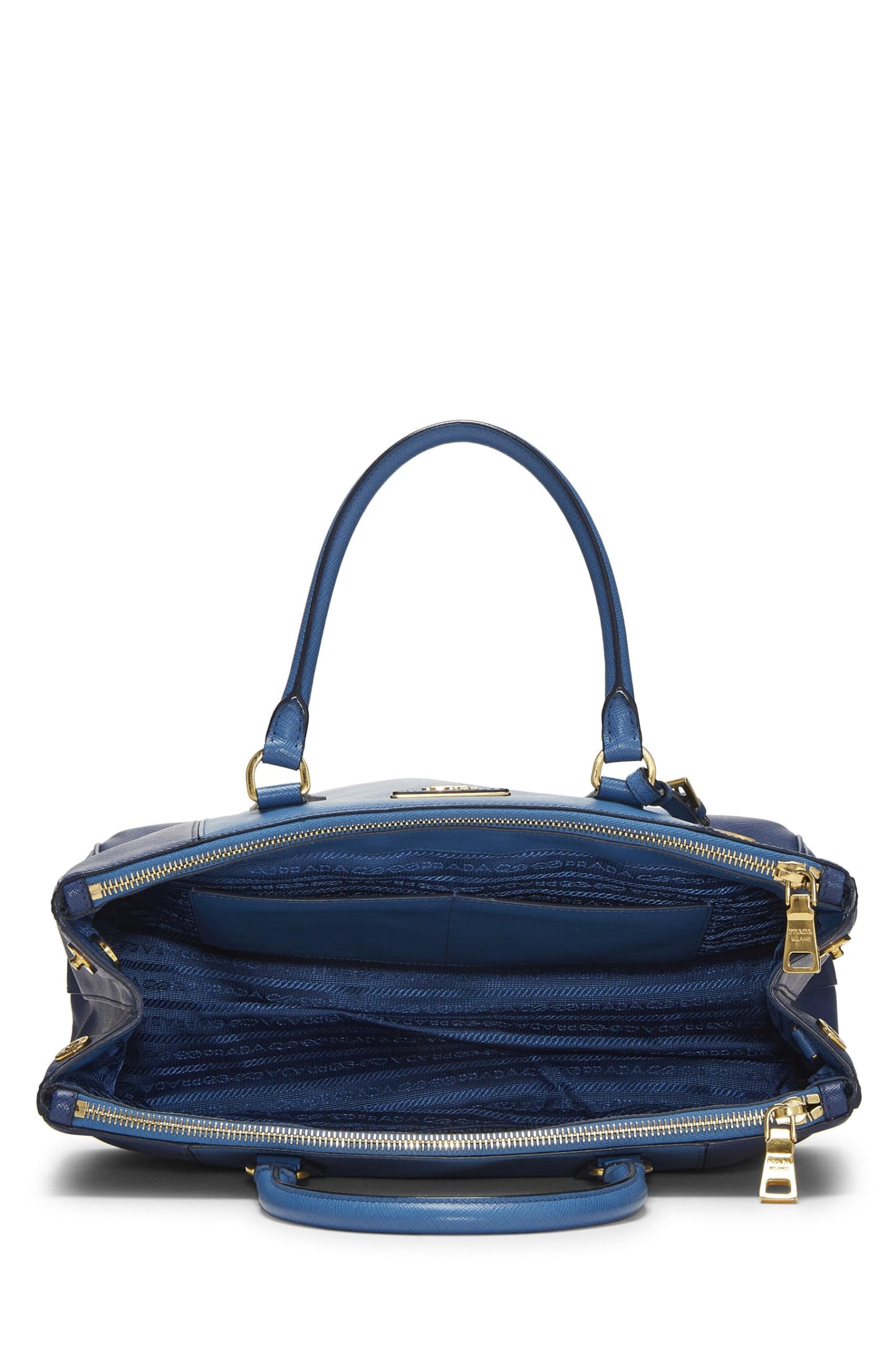 Prada, sac fourre-tout Executive moyen en saffiano bleu d'occasion, bleu