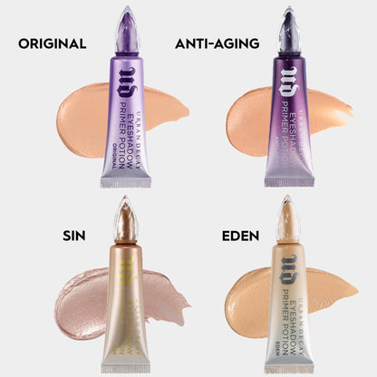 Urban Decay Eyeshadow Primer Potion Set - Prebase de ojos nude para sombra de ojos y apariencia de maquillaje sin arrugas - Dura todo el día - Ideal para párpados grasos - 0.33 fl. Oz + 0,16 onzas líquidas. Onz