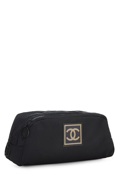 Chanel, Pre-Loved Black Sportline Nylon Zip Pouch, Black