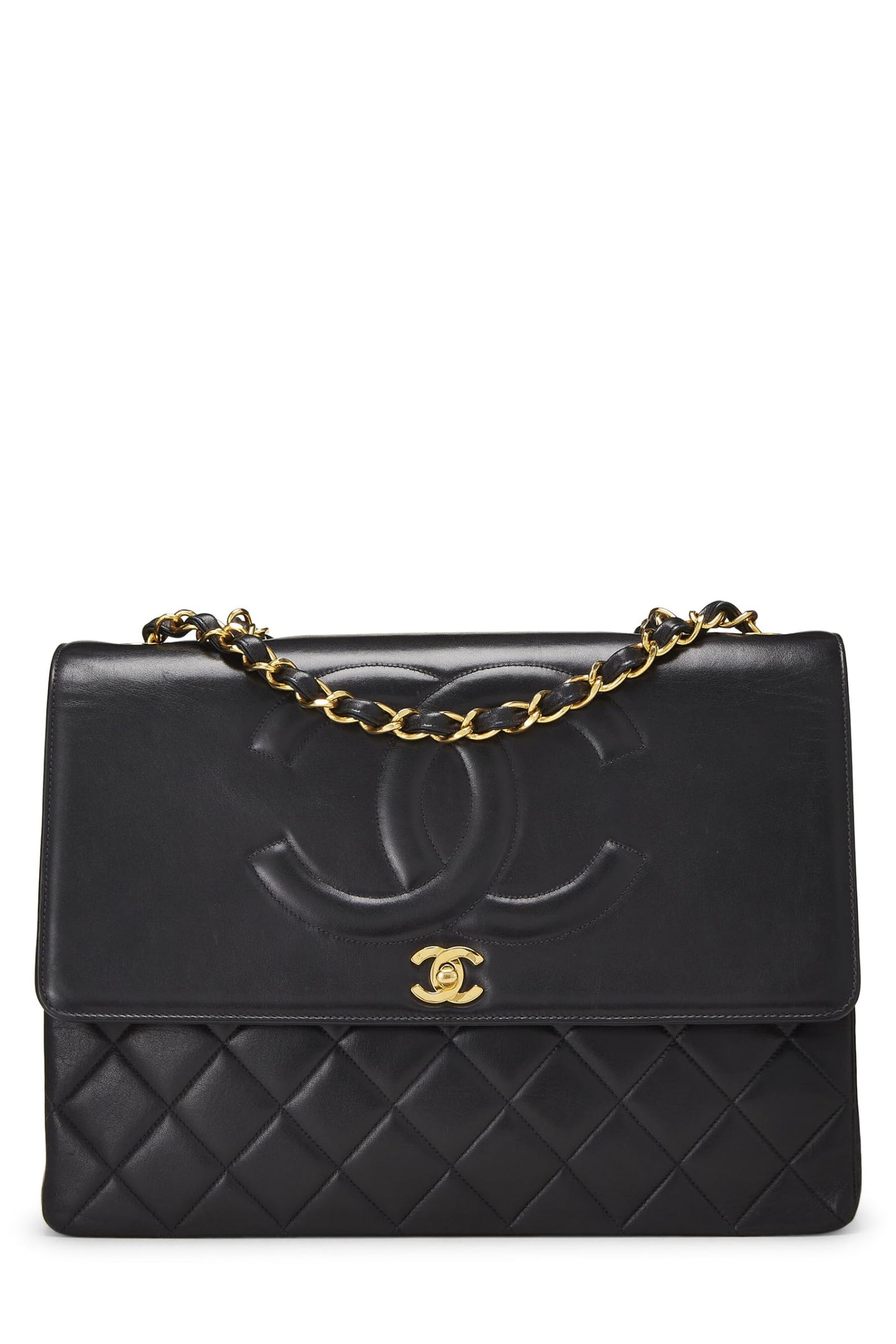 Chanel, Pre-Loved Black Lambskin 'CC' Flap Maxi, Black