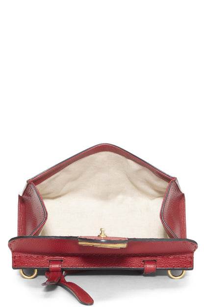 Gucci, Mini sac à main à rabat en cuir rouge GG Marmont d'occasion, rouge