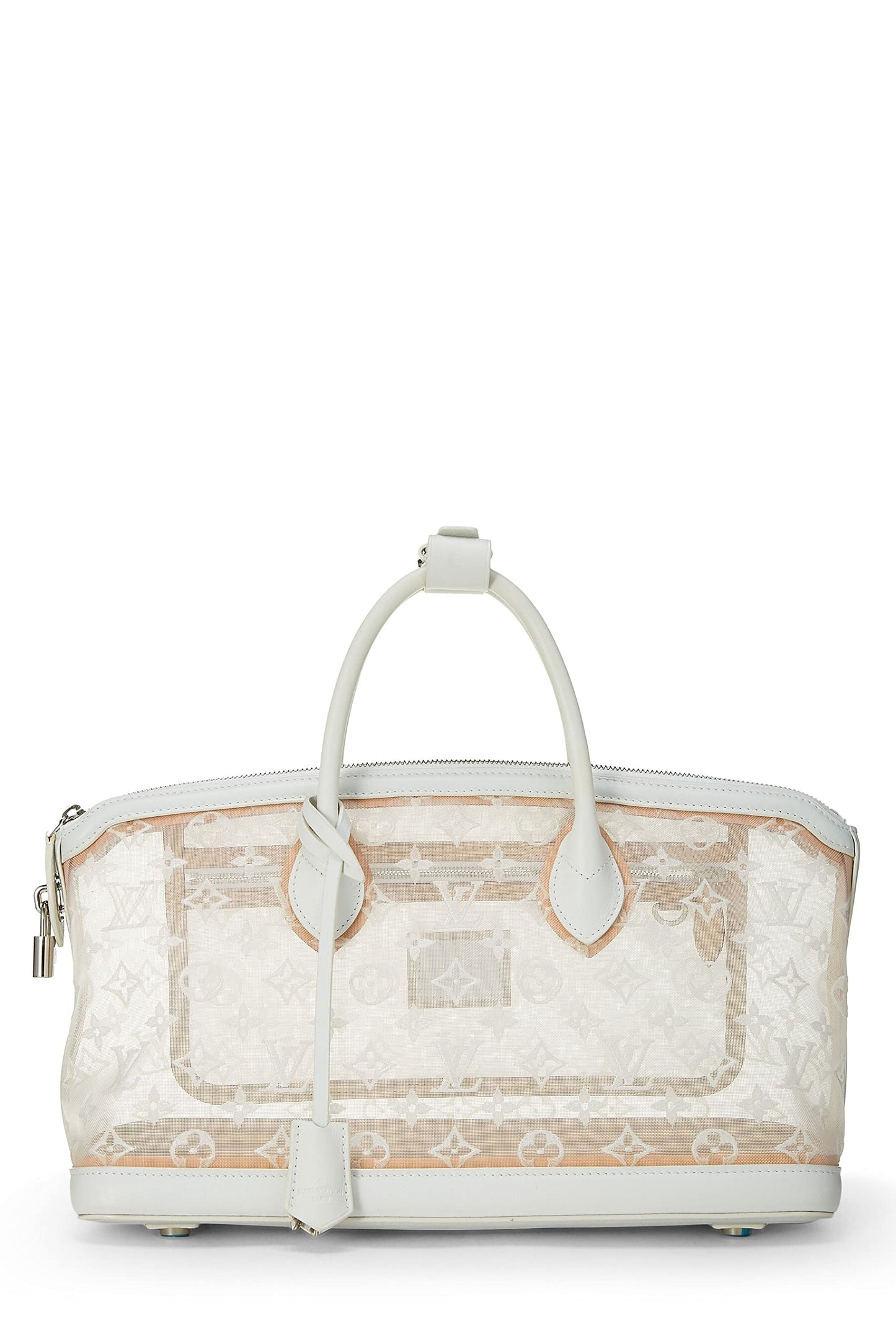 Louis Vuitton, Pre-Loved Lock It East-West con transparencia de malla con monograma blanco, Blanco