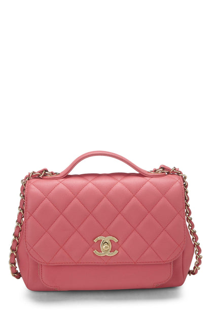 Chanel, sac à rabat Business Affinity matelassé rose d'occasion, petit modèle, rose