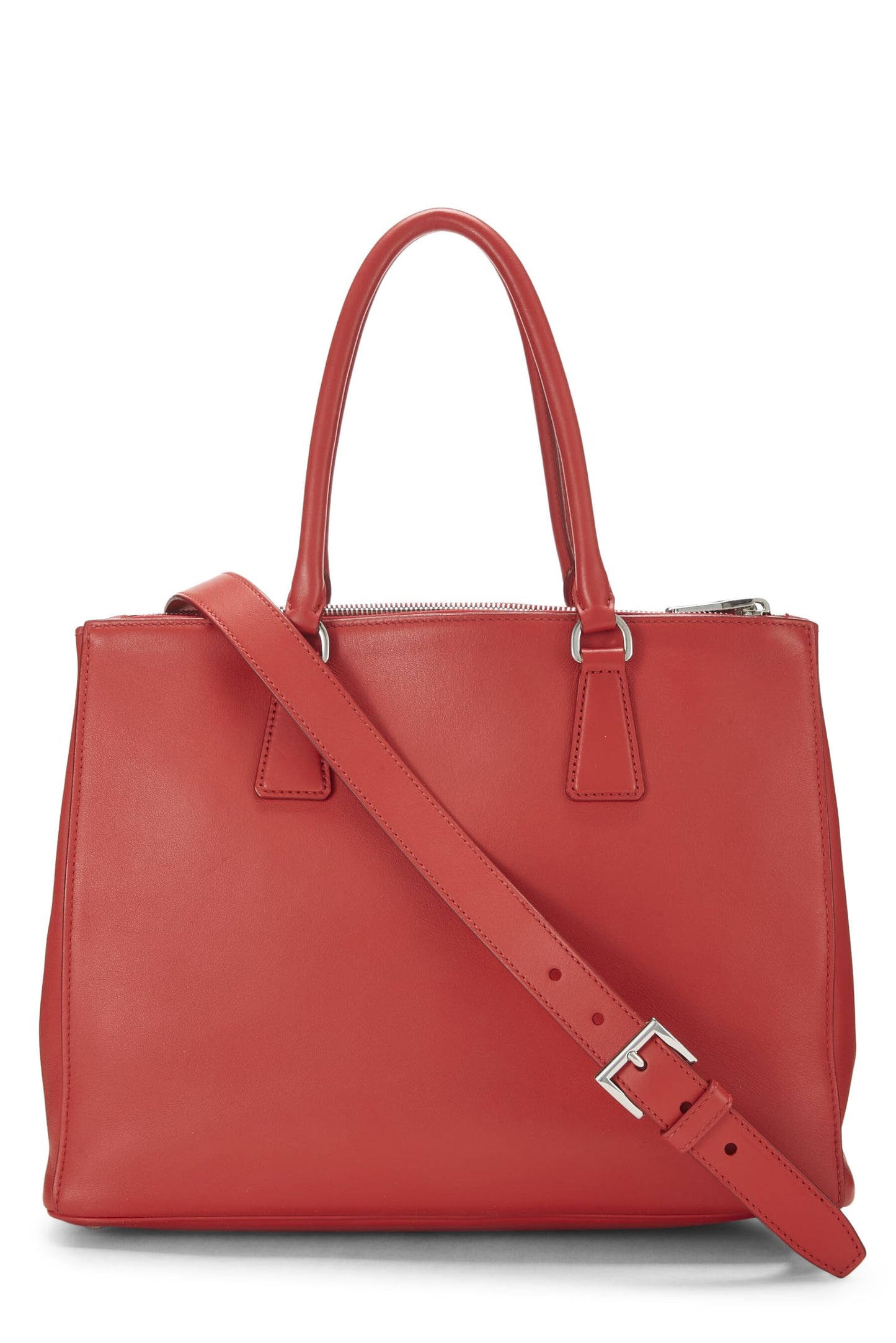 Prada, sac cabas moyen en cuir de veau rouge d'occasion, rouge