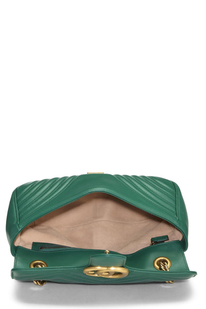 Gucci, sac à bandoulière GG Marmont en cuir vert d'occasion, petit modèle, vert