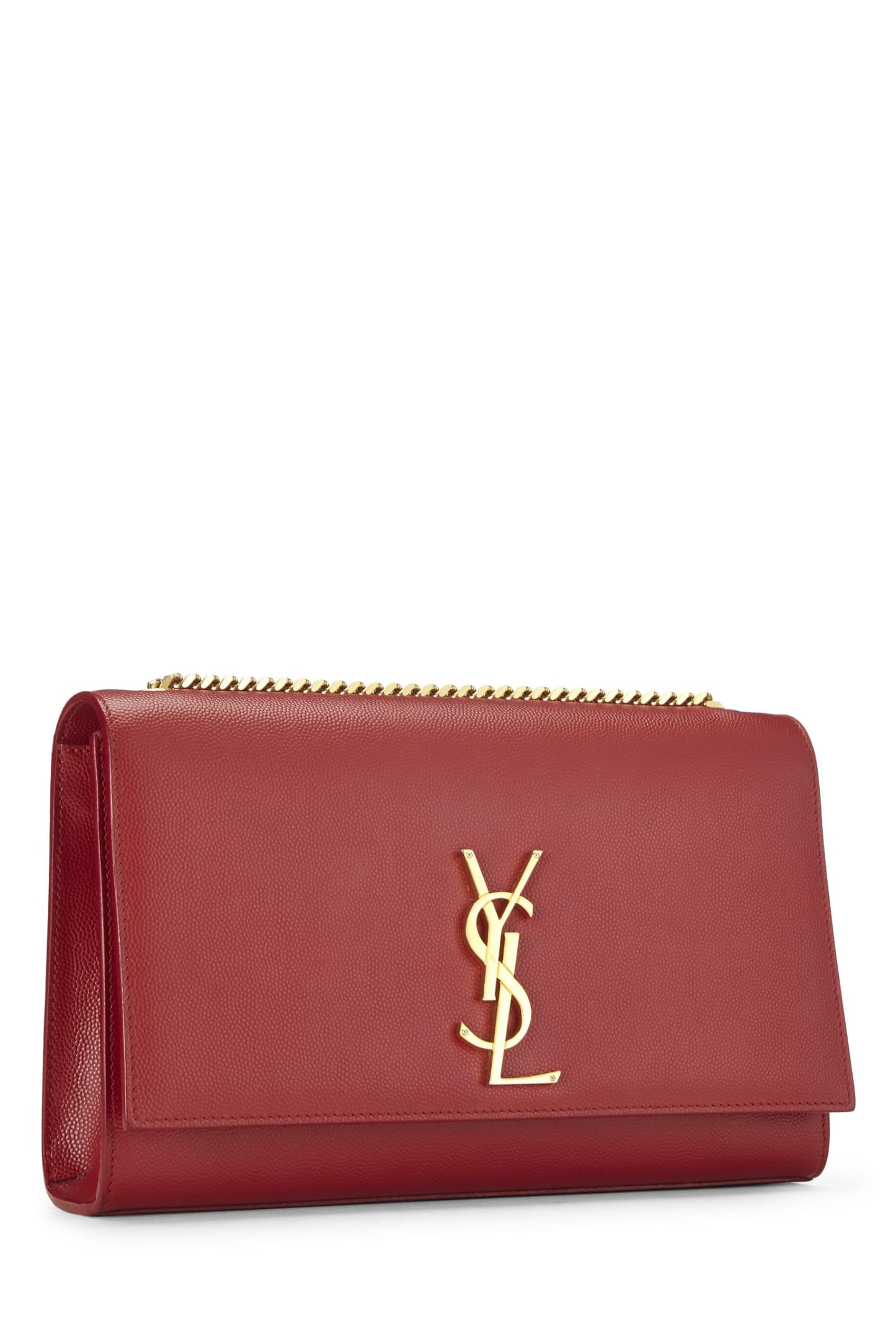 Yves Saint Laurent, Pre-Loved Red Grainy Calfskin Kate Medium, Red