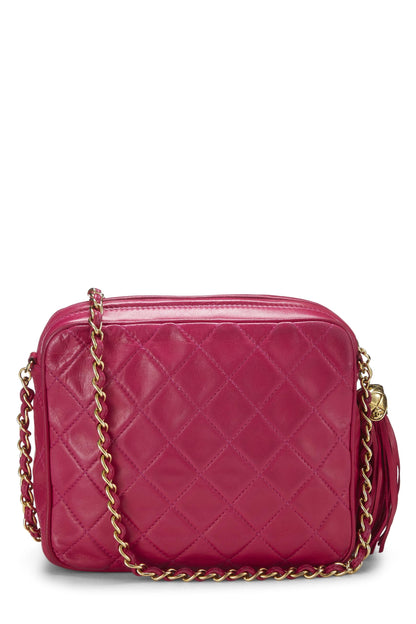 Chanel, sac diagonal pour appareil photo en cuir d'agneau rose d'occasion, petit, rose