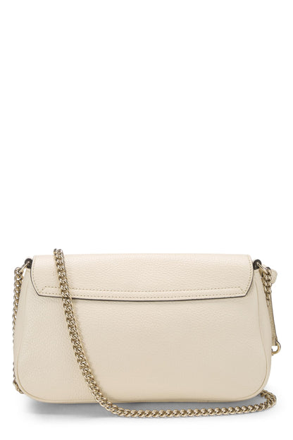 Gucci, Pre-Loved White Grained Leather Soho Chain Flap Crossbody, White