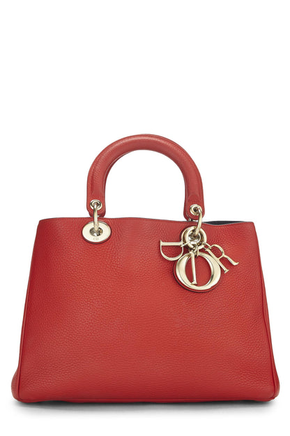 Dior, Pre-Loved Red Leather Diorissimo Medium, Red