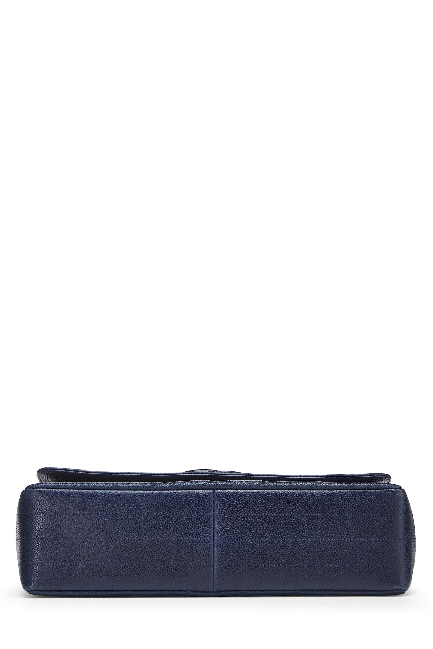 Chanel, Pre-Loved Navy Caviar Diagonal Jumbo Flap, Blue