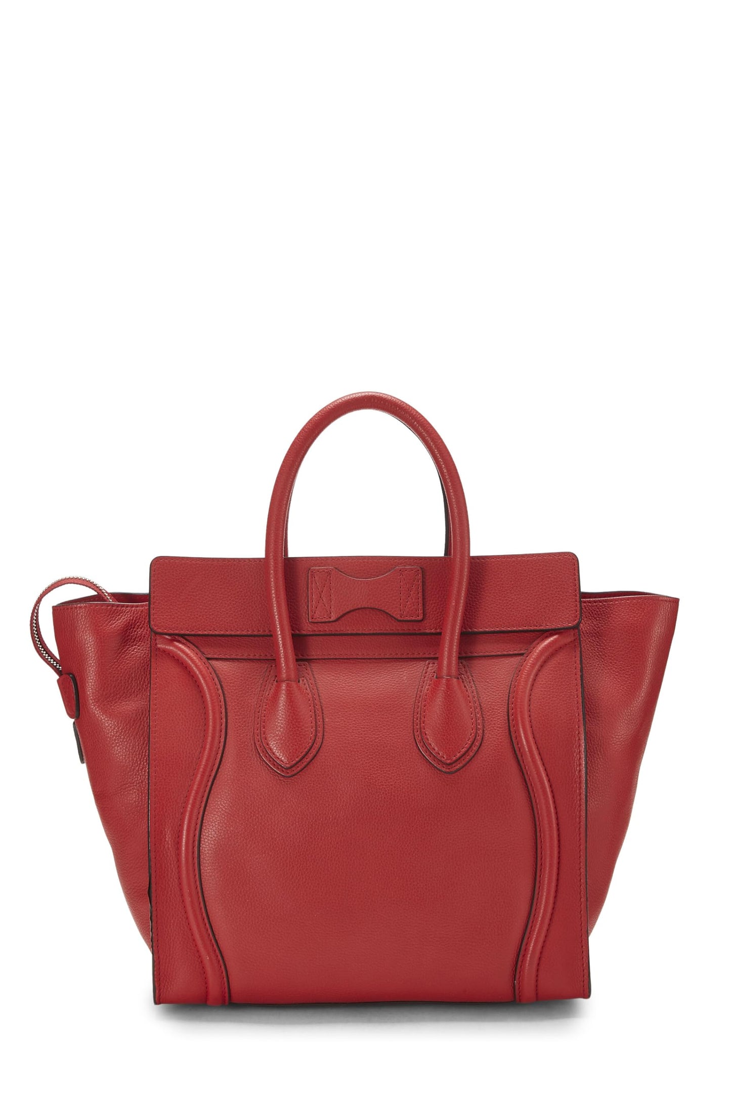 Céline, Pre-Loved Red Drummed Calfskin Luggage Mini, Red