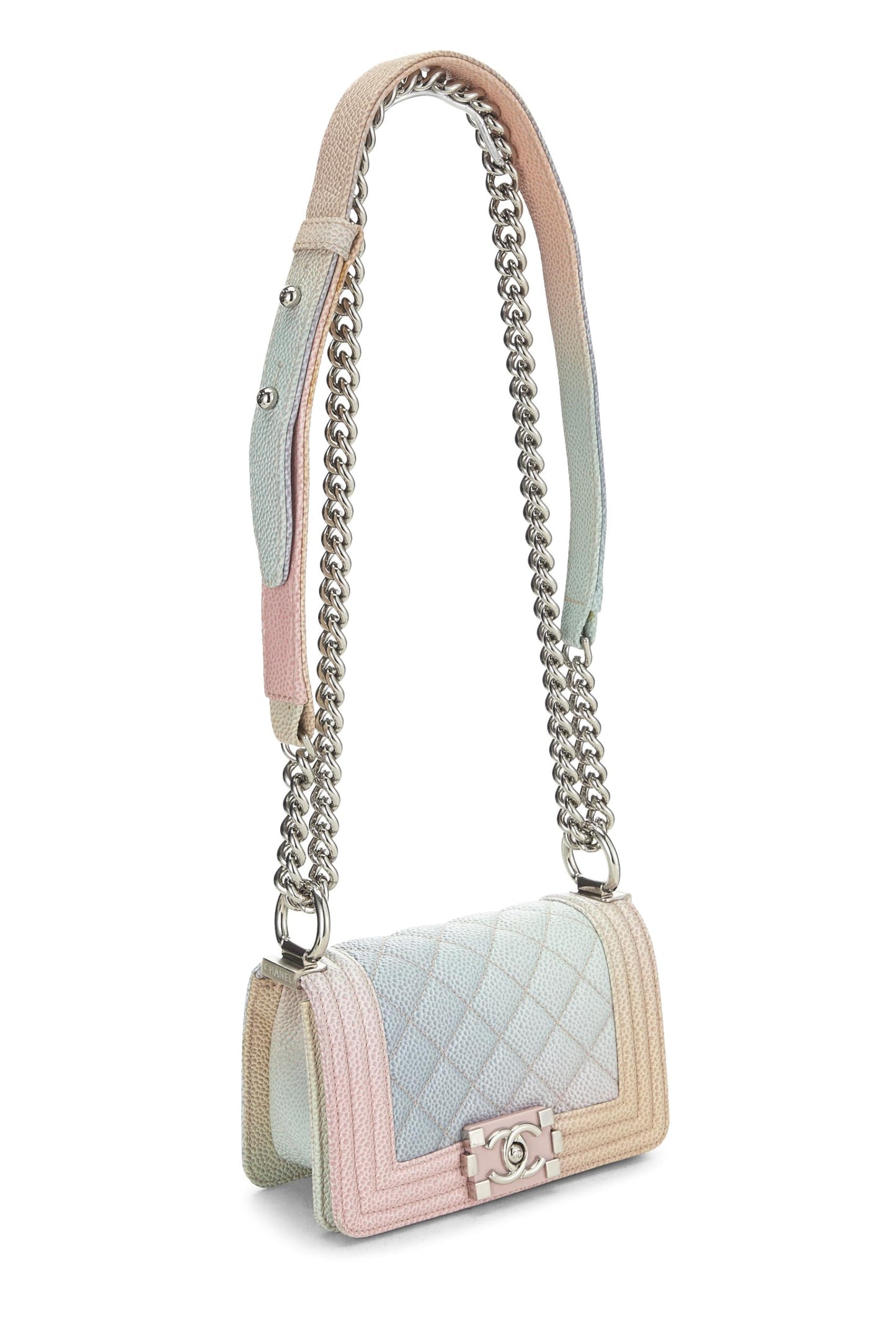 Chanel, Pre-Loved Rainbow Quilted Caviar Boy Bag Mini, Multi