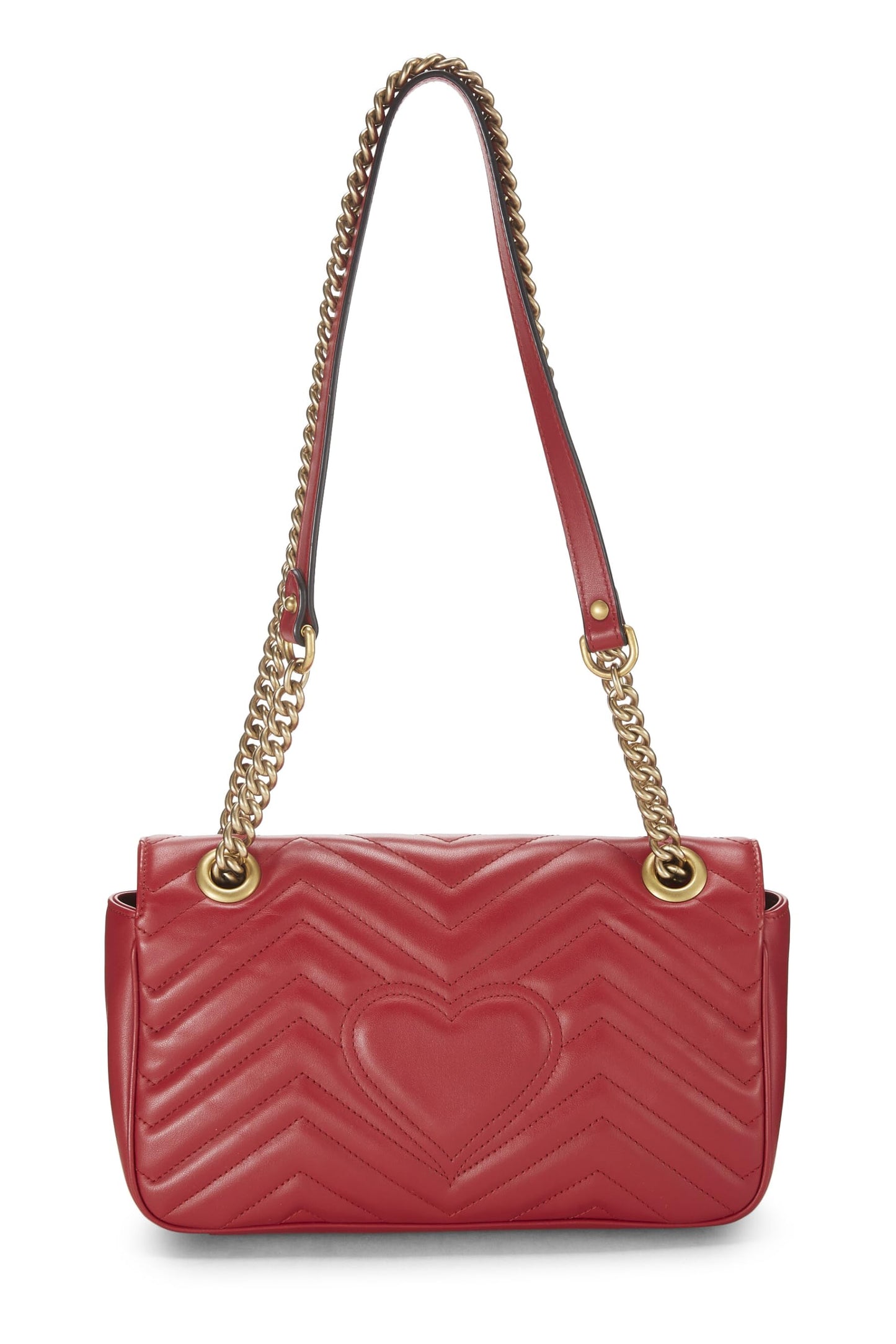 Gucci, Bolso de hombro pequeño GG Marmont Matelassé de cuero rojo Pre-Loved, Rojo