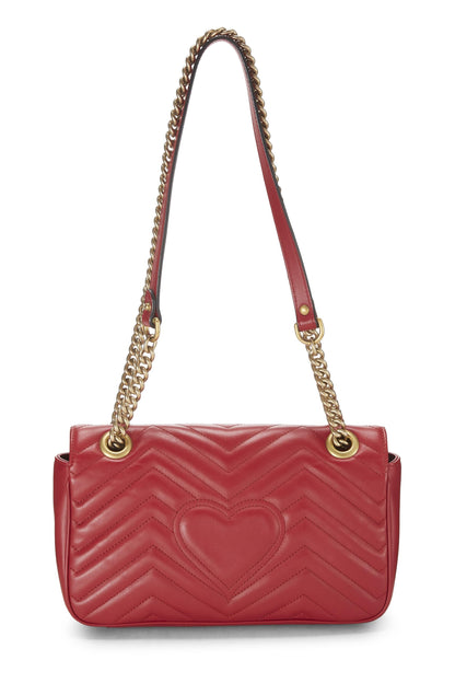 Gucci, sac à bandoulière GG Marmont Matelassé en cuir rouge d'occasion, petit modèle, rouge