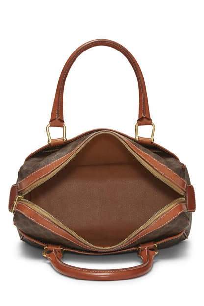 Céline, Pre-Loved Brown Coated Canvas Macadam Boston Bag, Brown