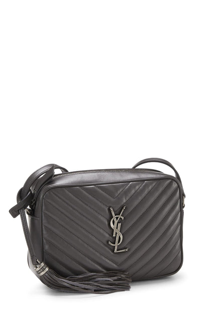 Saint Laurent, sac à main Lou en cuir de veau matelassé gris d'occasion, gris